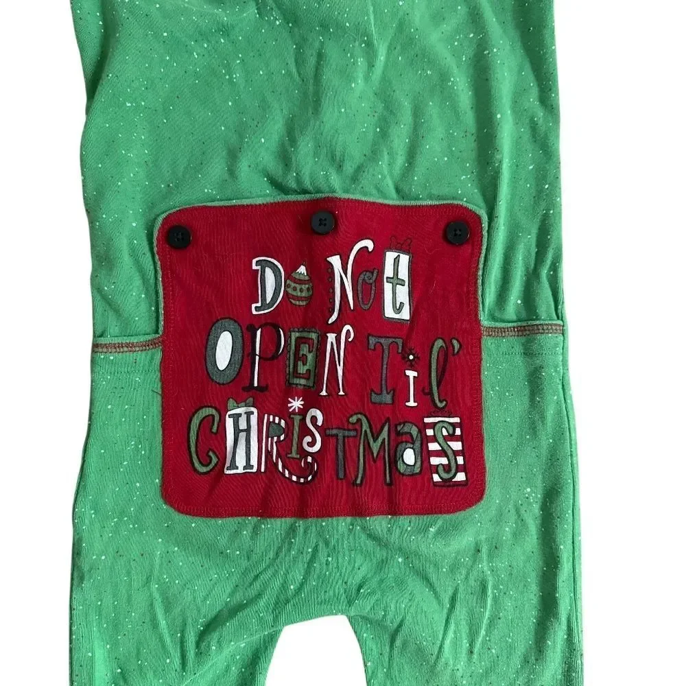 Lazy One Pajama One Piece Size 8 Kids Green Red Trap Door Union Suit